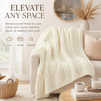 Chunky Knit Chenille Throw Blanket, Boho Cable Knit Blanket for Sofa, Couch, Bed 50X60