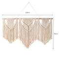 Handwoven Large Boho Macrame Wall Hanging Tapestry, Cotton Wall Art with Wooden Rod for Living Room, Bedroom, Wedding Backdrop, Beige