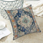 Boho Throw Pillow Covers Set of 2, Linen Farmhouse Decorative Cushion Covers for Sofa, Couch, Bed, 18X18