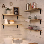 Rustic Wood Floating Shelves Set of 5, Farmhouse Wall Shelf for Living Room, Bedroom, Kitchen, Bathroom