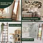 Wooden Blanket Ladder 6-Tier, Rustic Farmhouse Quilt Rack, 68 Inch Tall Decorative Blanket Holder