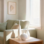 White Ceramic Vase Set of 3, Boho Wabi-Sabi Minimalist Vases for Living Room, Shelf, Centerpiece