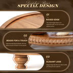 Acacia Wood round Display Riser, Beaded Pedestal Stand for Coffee Table, Vanity, Kitchen Counter