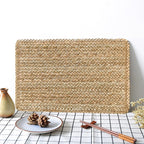 Woven Water Hyacinth Placemats Set of 6, Boho Farmhouse Rattan Table Mats