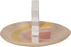 Boho Ceramic Trinket Tray with Ring Holder, Sunburst Jewelry Dish for Vanity, Nightstand