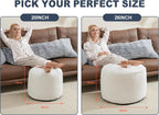 Boho round Pouf Ottoman, Corduroy Foot Rest Stool for Living Room, Bedroom, Dorm