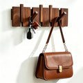 Walnut Wood Coat Rack Wall Mount, Piano Key Design 5-Hook Wall Hanger for Entryway, Bedroom, Bathroom