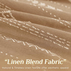 Terracotta Boho Linen Curtains, Geometric Stripe Light Filtering Farmhouse Drapes, Set of 2 Panels 52X84