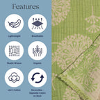 Turkish Cotton Muslin Throw Blanket, Reversible Dandelion Pattern, Oversized 92X65
