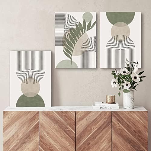 Sage Green Boho Framed Wall Art Set of 3 - detail