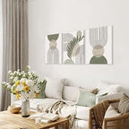 Sage Green Boho Framed Wall Art Set of 3 - detail