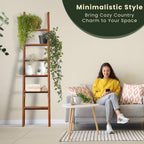 Wooden Blanket Ladder 6-Tier, Rustic Farmhouse Quilt Rack, 68 Inch Tall Decorative Blanket Holder