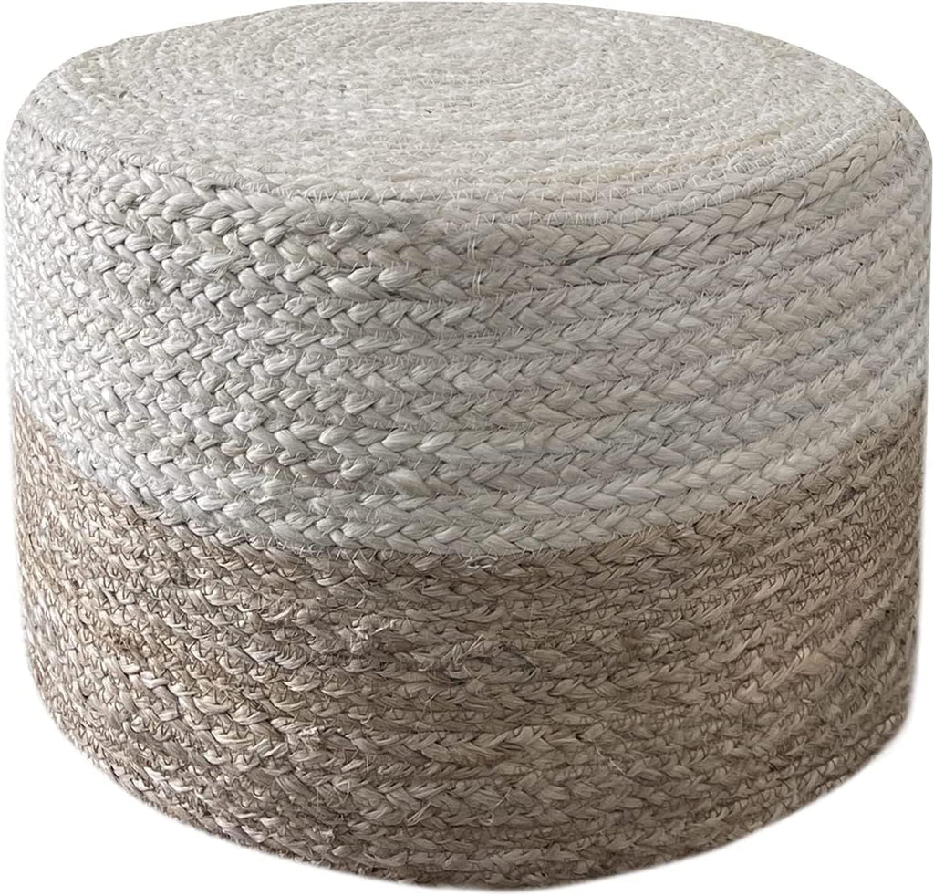 Jute Pouf Ottoman, Hand Braided round Boho Footrest for Living Room, Bedroom, Nursery