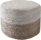 Jute Pouf Ottoman, Hand Braided round Boho Footrest for Living Room, Bedroom, Nursery