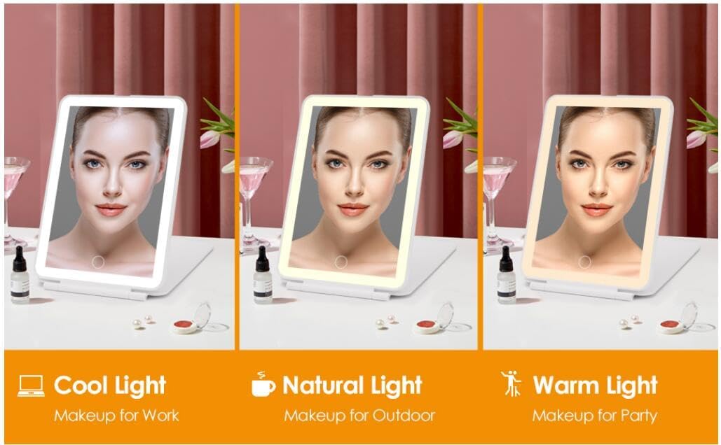 Foldable LED Makeup Mirror - size comparison