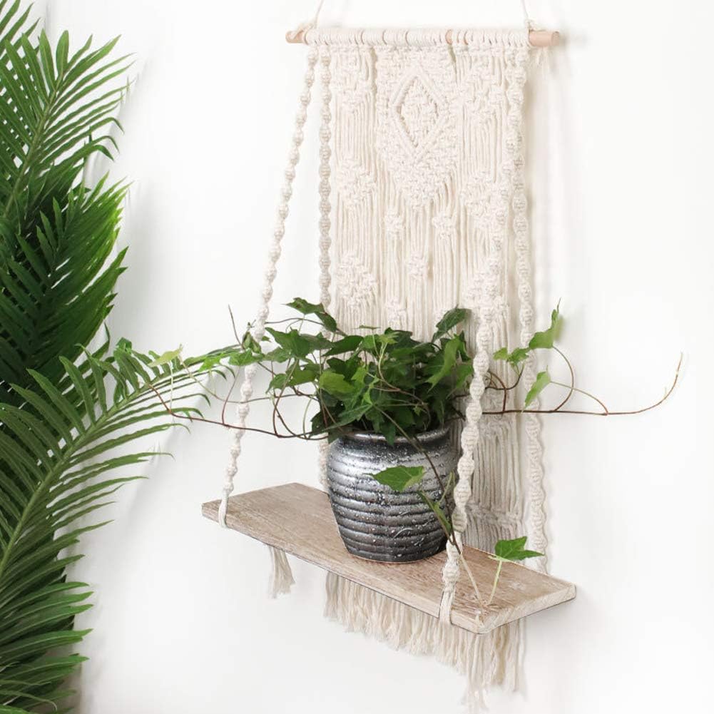 Macrame Wall Hanging Shelf - detail