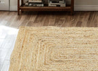 Natural Jute Area Rug 2X3, Hand Braided Boho Entryway Doormat