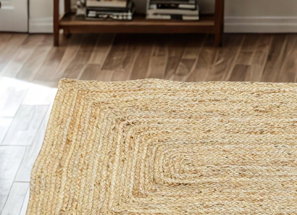 Natural Jute Area Rug 2X3, Hand Braided Boho Entryway Doormat