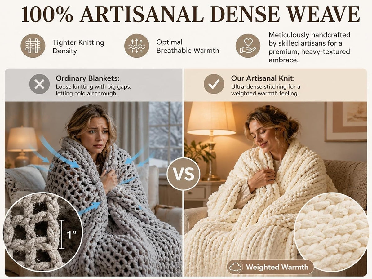 Chunky Knit Chenille Throw Blanket, Boho Cable Knit Blanket for Sofa, Couch, Bed 50X60