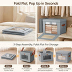 Fabric Storage Bins with Lids, Collapsible Closet Organizer with Window & Handles, Stackable, Set of 6