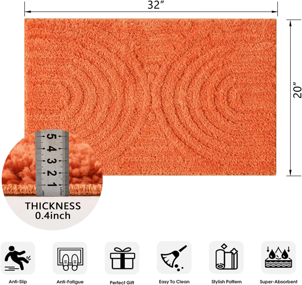 Boho Rainbow Tufted Bath Mat, Non-Slip Farmhouse Bathroom Rug, Rubber Backed