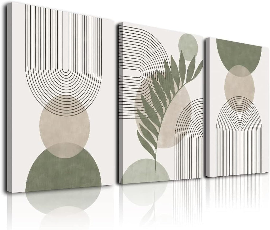 Sage Green Boho Framed Wall Art Set of 3