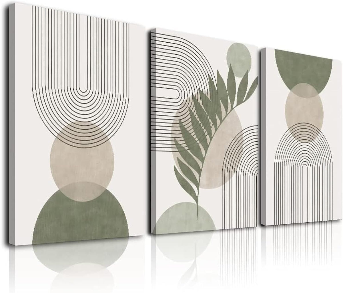 Sage Green Boho Framed Wall Art Set of 3
