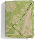 Turkish Cotton Muslin Throw Blanket, Reversible Dandelion Pattern, Oversized 92X65
