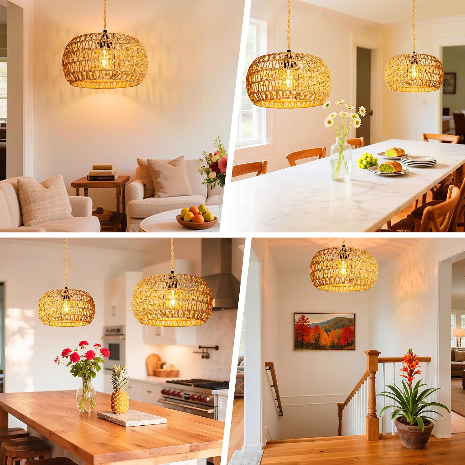 Rattan Pendant Light Plug-In - detail