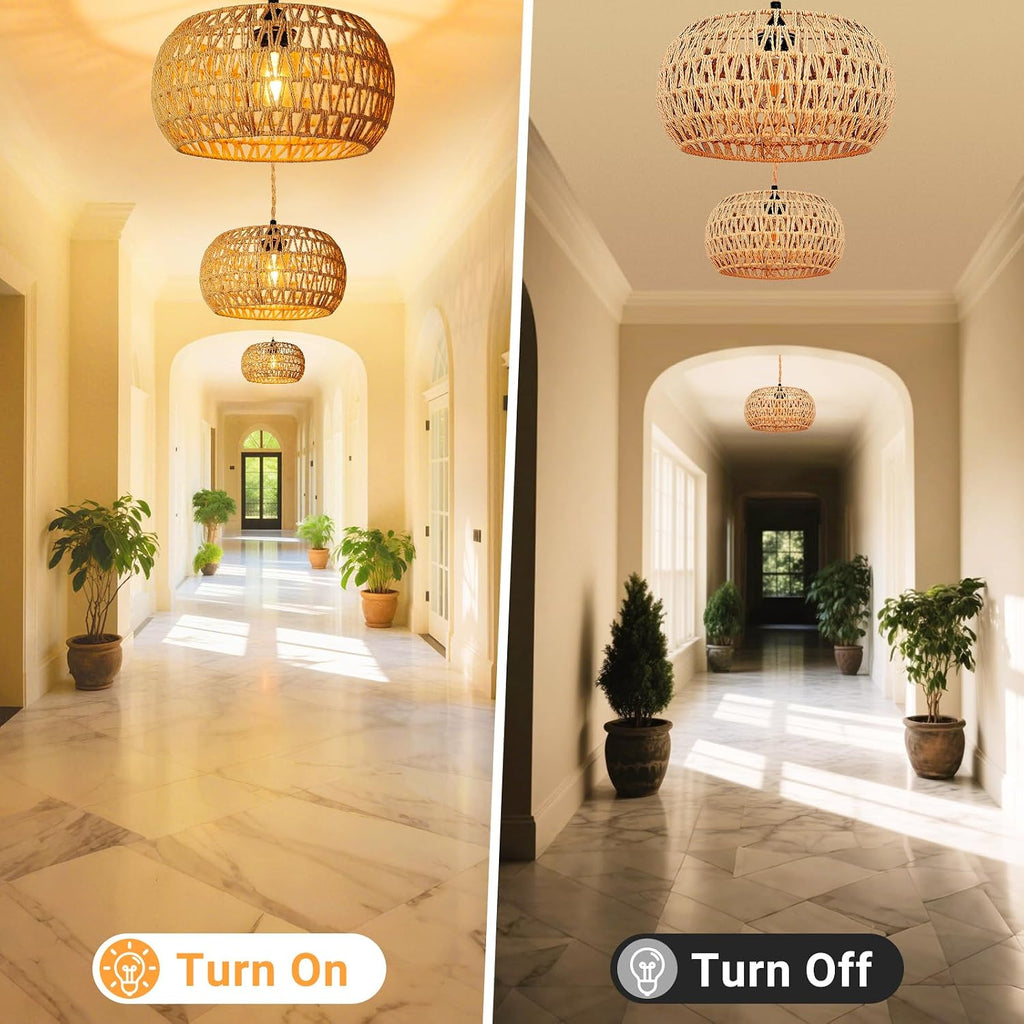 Rattan Pendant Light Plug-In - lifestyle