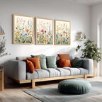 Watercolor Wildflower Wall Art Set of 3 - detail