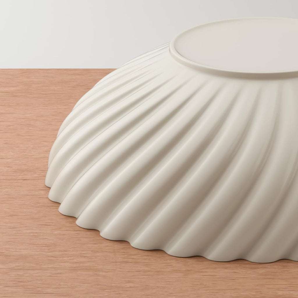 White Ceramic Decorative Bowl, 10 Inch Modern Fruit Bowl for Kitchen Counter, Entryway Key Bowl
