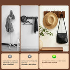 Walnut Wood Coat Rack Wall Mount, Piano Key Design 5-Hook Wall Hanger for Entryway, Bedroom, Bathroom