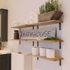 Rustic Wood Floating Shelves Set of 5, Farmhouse Wall Shelf for Living Room, Bedroom, Kitchen, Bathroom