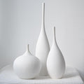 White Ceramic Vase Set of 3, Boho Wabi-Sabi Minimalist Vases for Living Room, Shelf, Centerpiece