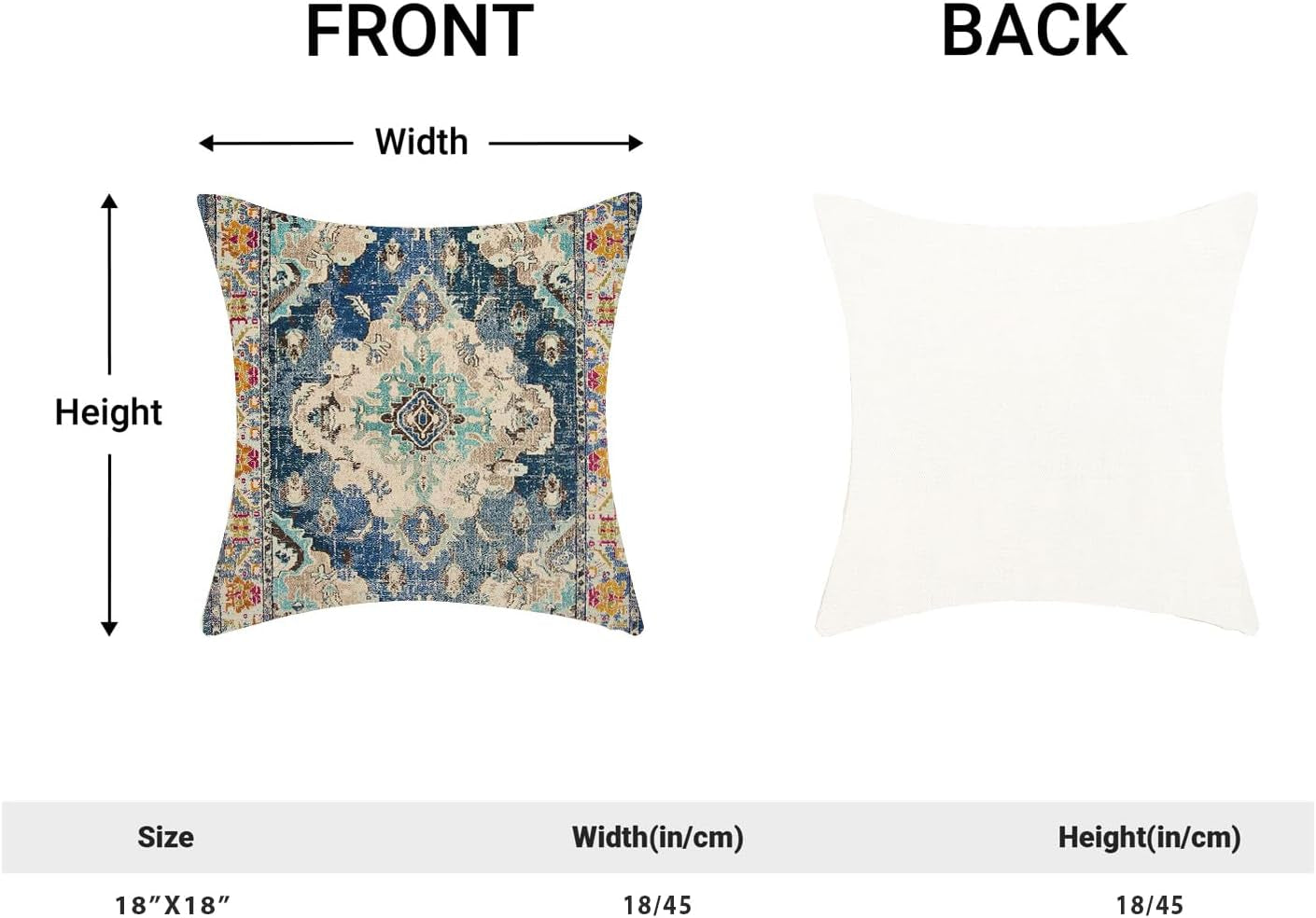 Boho Throw Pillow Covers Set of 2, Linen Farmhouse Decorative Cushion Covers for Sofa, Couch, Bed, 18X18