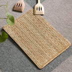 Woven Water Hyacinth Placemats Set of 6, Boho Farmhouse Rattan Table Mats