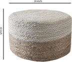 Jute Pouf Ottoman, Hand Braided round Boho Footrest for Living Room, Bedroom, Nursery