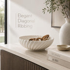 White Ceramic Decorative Bowl, 10 Inch Modern Fruit Bowl for Kitchen Counter, Entryway Key Bowl