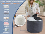 Boho round Pouf Ottoman, Corduroy Foot Rest Stool for Living Room, Bedroom, Dorm