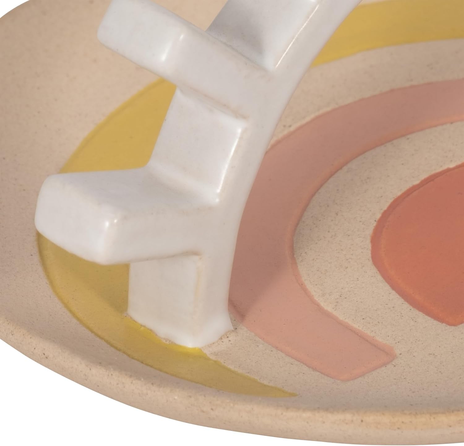 Boho Ceramic Trinket Tray with Ring Holder, Sunburst Jewelry Dish for Vanity, Nightstand