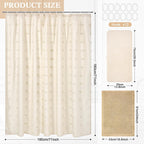 Boho Farmhouse Shower Curtain Set 3-Piece, Waffle Bath Mat and Towel, Waterproof with 12 Hooks