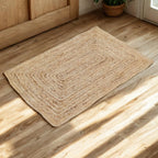 Natural Jute Area Rug 2X3, Hand Braided Boho Entryway Doormat