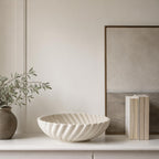 White Ceramic Decorative Bowl, 10 Inch Modern Fruit Bowl for Kitchen Counter, Entryway Key Bowl
