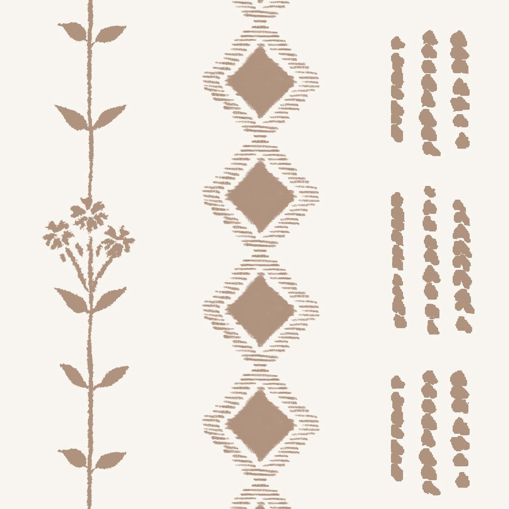 Brown Boho Floral Linen Curtains, Sheer Farmhouse Window Drapes, Set of 2 Panels 50X84