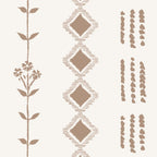 Brown Boho Floral Linen Curtains, Sheer Farmhouse Window Drapes, Set of 2 Panels 50X84
