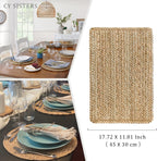 Woven Water Hyacinth Placemats Set of 6, Boho Farmhouse Rattan Table Mats
