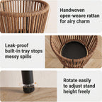 Set of 2 Rattan Plant Stands, Boho Handwoven Wicker Plant Holders with Metal Frame