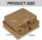 Woven Seagrass Storage Basket Set with Lid, Decorative Wicker Baskets for Home Organization, Set of 2