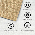 Woven Water Hyacinth Placemats Set of 6, Boho Farmhouse Rattan Table Mats